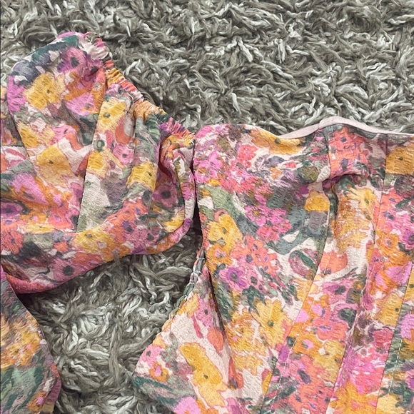 Wild Fable floral crop top corset bubble sleeves size XXS NWT - Picture 3 of 6